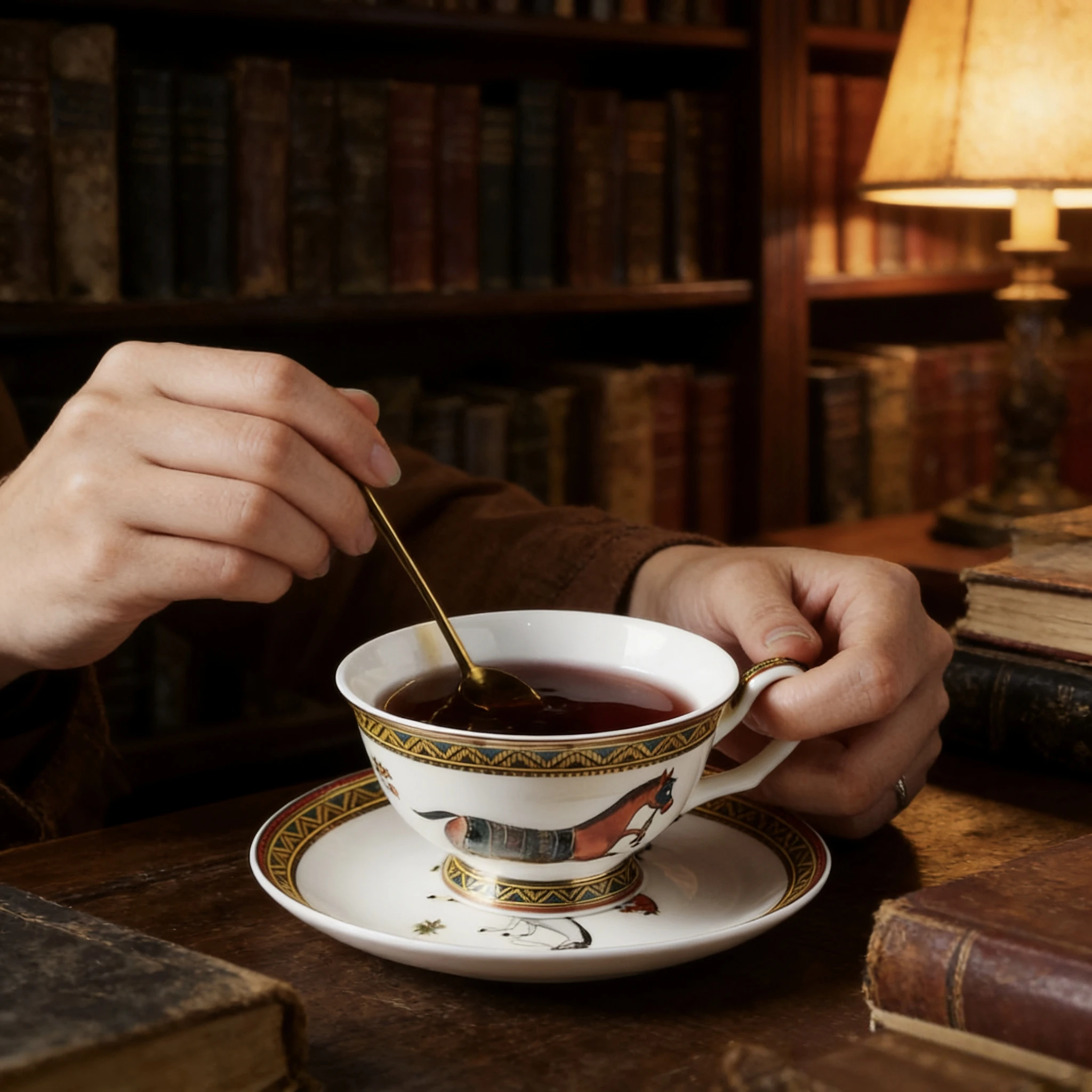 Porcelain Tea Cup and Saucer Set with Spoon, Horse Pattern Ceramic Coffee Cup, Ideal for Tea, Coffee, Desserts, and Gifting - view 6