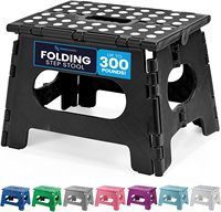 Folding Step Stool with 9 Inch Height (Pack of 1),Holds Up to 300 lbs,Lightweight Plastic Foldable Step Stool for Bathroom &Home