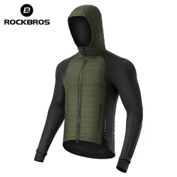 ROCKBROS Warm Winter Cycling Jersey Down Cotton Sports Jacket Bike Windproof Long Sleeve Bicycle Clothing Thermal Fleece Coat