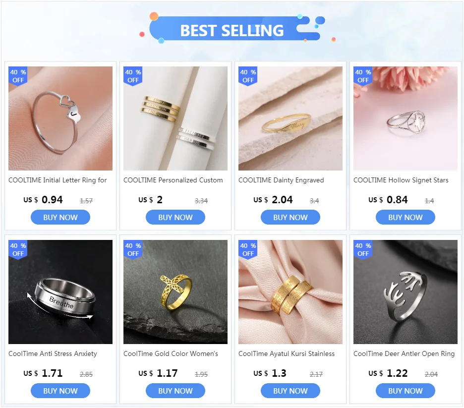 Cooltime Positive Words Inspirierender Ring für Damen und Herren, Edelstahl-Fingerringe, Modeschmuck, Freundschaft, Verlobungsgeschenk – Detail 1
