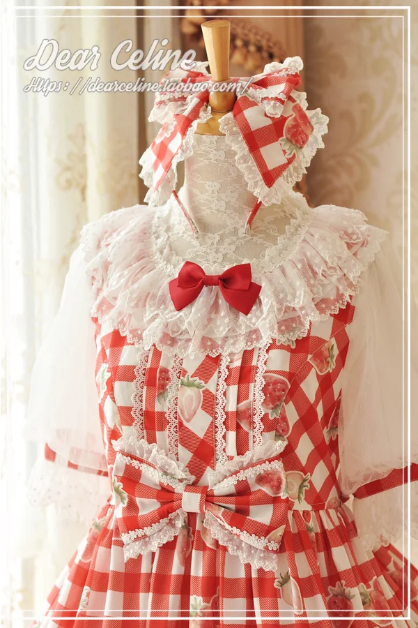 Lolita Strawberry Ice Cream Ruffle Neck Lolita Dress by DearCeline