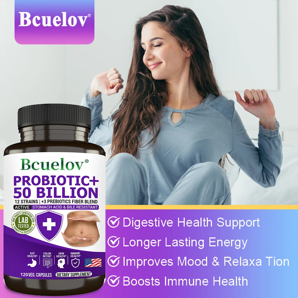 Digestive Enzymes Probiotics and Prebiotics - Digestion and Bloating Relief for Women and Men, Gut Health, 120 Capsules
