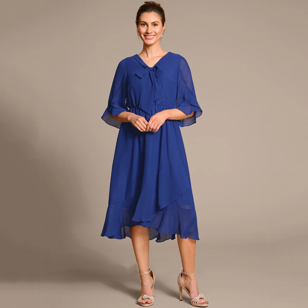 

Royal Blue Mother of the Bride Dresses Modern Straples Wedding Party Gowns Zipper Back 3/4 Sleeve New 2025 Vestido De Customized
