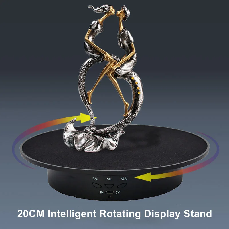 3 Speeds Intelligent Electric Rotating Display Stand 20 cm Mirror Turntable Jewelry Holder Battery/usb Photography Shooting Prop