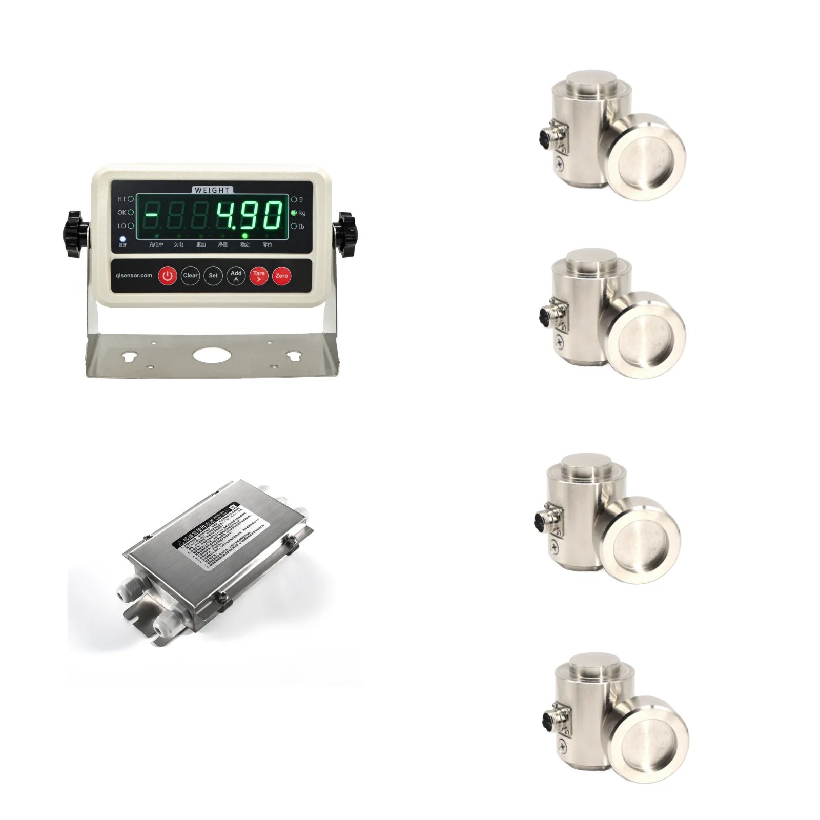 

4 тензодатчика + 1 распределительная коробка + 1 индикатор