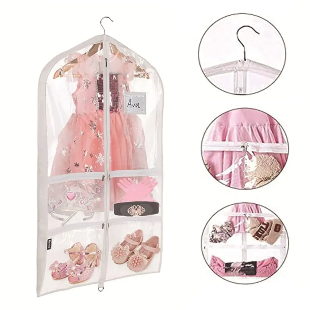 

Foldable Dance Garment Bags Dust-proof Toy Bag Dance Competition Clothes Wardrobe Storage Bag Zipper Pockets PVC