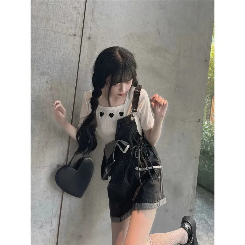 여성용 롬퍼 플레이수트 여성용 루즈핏 하이 드레이핑 와이드레그 오렌지 스트리트웨어 드레이피 솔리드 컬러 더블브레스트 Y2K