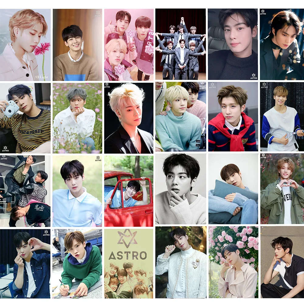 

16pcs/Set ASTRO Postcards Kpop Album FLAME Photocards Cha EunWoo Rocky Figure Printing Korean Style LOMO Card Fans Collection