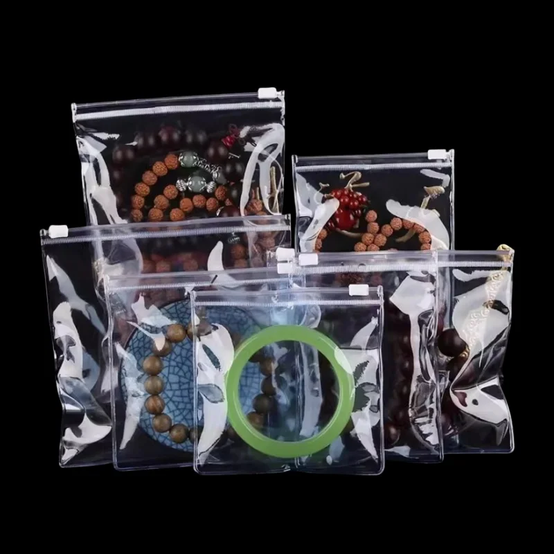 StoBag 50pcs Wholesale Transparent Jewelry Packaging Bags Ziplock Zipper Small Clear Plastic Pouches Earring Storage Reusable