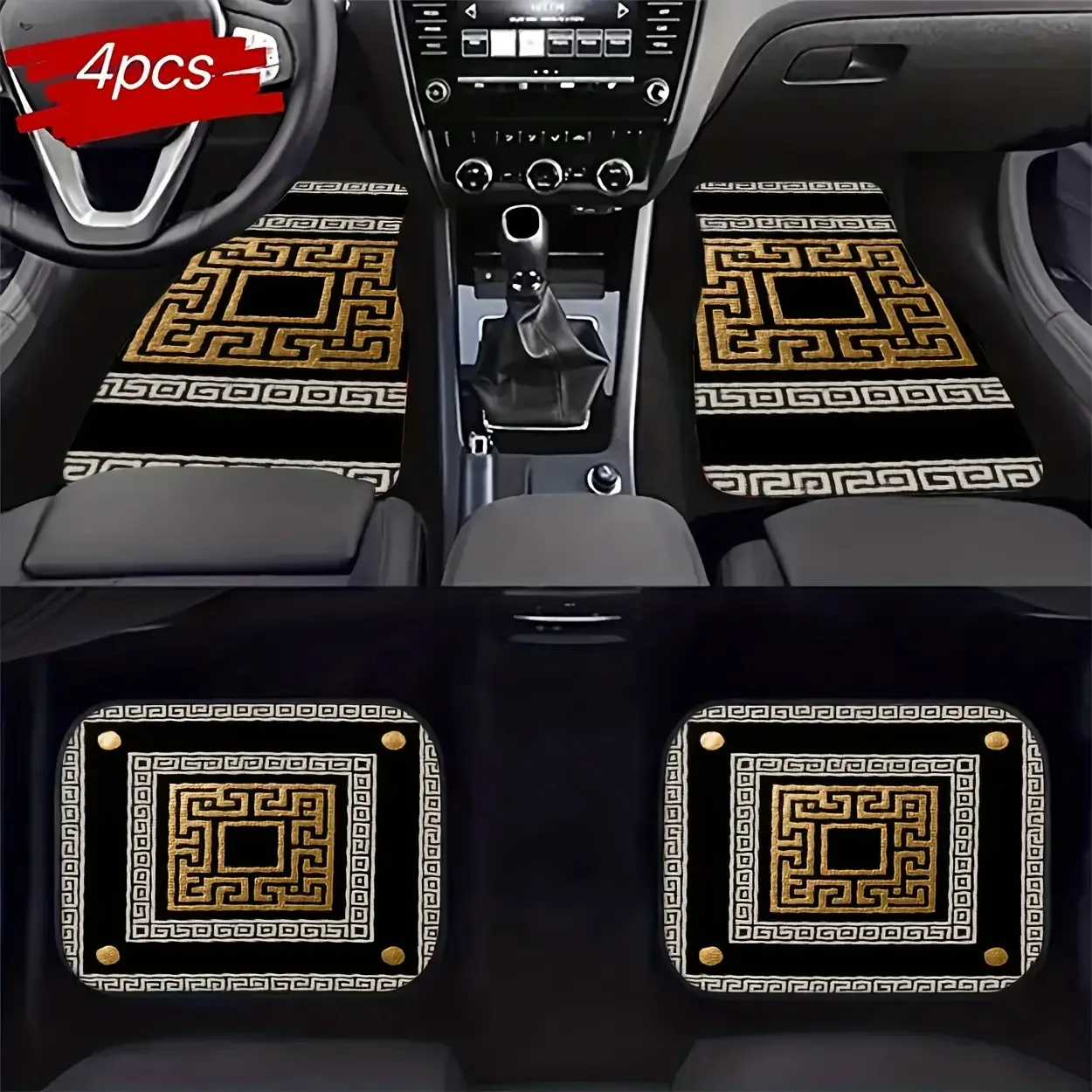 4pcs Vintage Tribal/ Car Floor Mats - All-Weather Fit For Driver/Passenger/Rear Seats, Easy-Clean Auto Floor Liners Suitable For