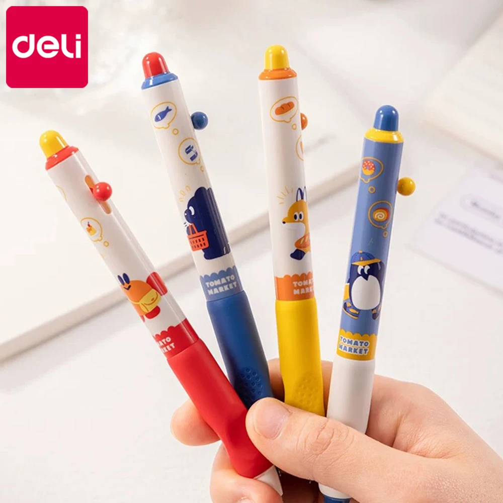 

8pcs Deli Gel Pens Student 0.5mm Quick Drying ST Tip Cute Black Quick Drying Ink Writing Stationery Kids School Supplies