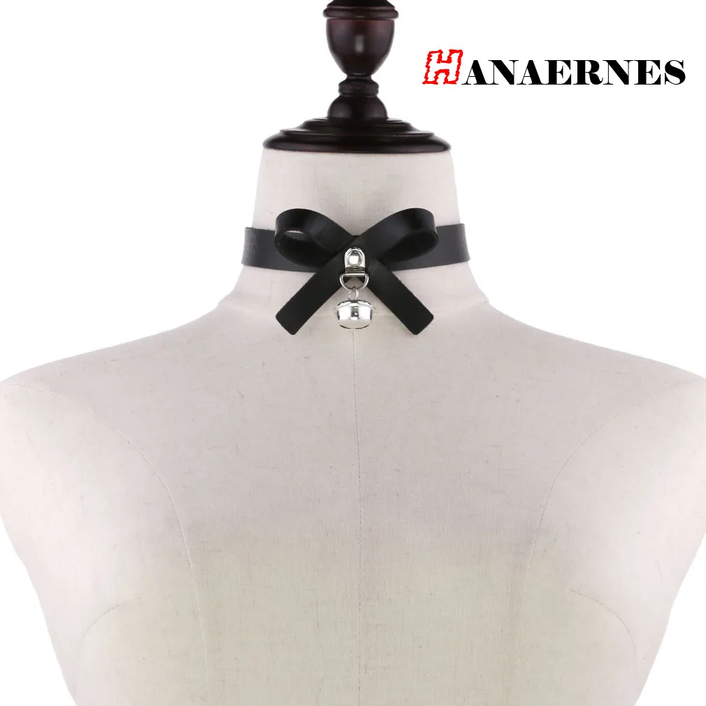 Punk Harajuku Soft Girl Temperament Bow Neck Chain Neck Strap Sexy Xiaoling Dang Necklace PU Leather Collar