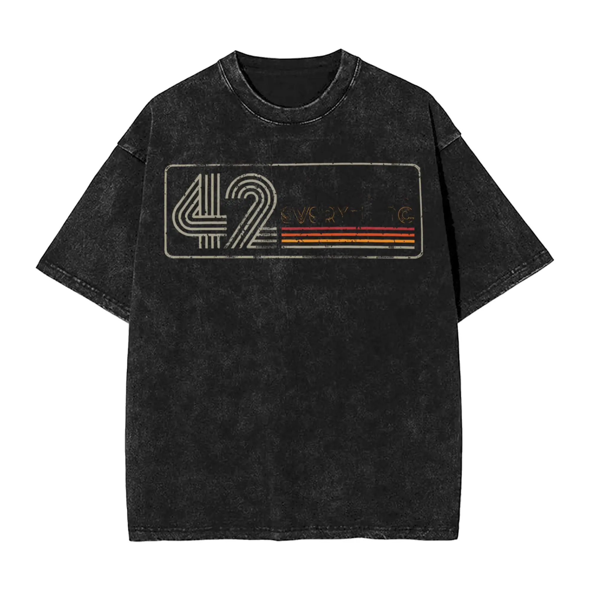 dont panic 42 The Answer To Life Douglas Adams  Washed T Shirt Streetwear Hip Hop Vintage T-Shirt Tees Tops for Men Women