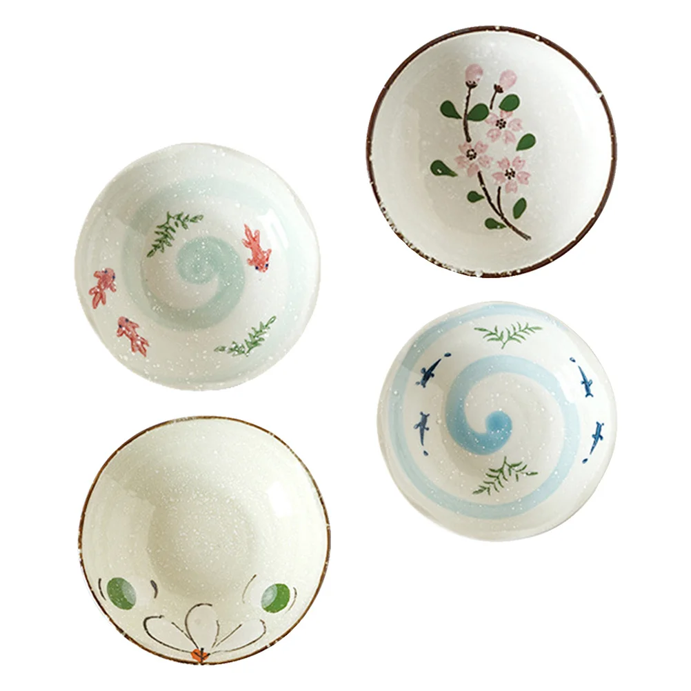 

4Pcs Ceramics Seasoning Dish Smooth Condiment Saucer for Soy Vinegar Oil Sauce Dipping Appetizer Snack Food Household Use