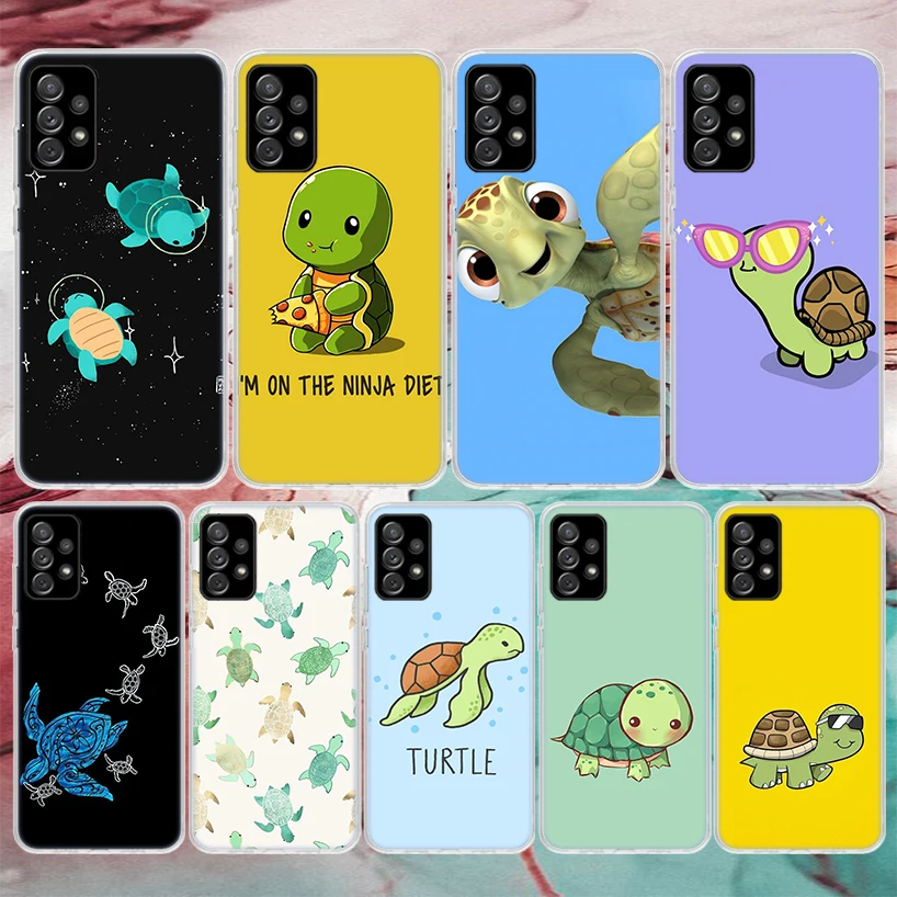 Cartoon Sea Turtle Tortoise Soft Phone Case For Samsung Galaxy A51 A50 A71 A70 A10 A20E A30 A40 A41 A31 A21S A11 A6 A7 A8 A9 Plu