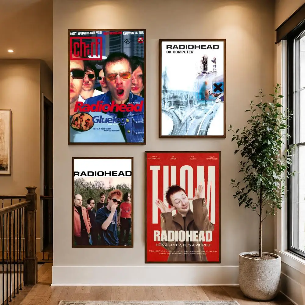 Band R-Radiohead Poster HD Waterproof PP Self-Adhesive Removable Wall Art Poster for Bedroom Cafe Gym Home Decor Gift