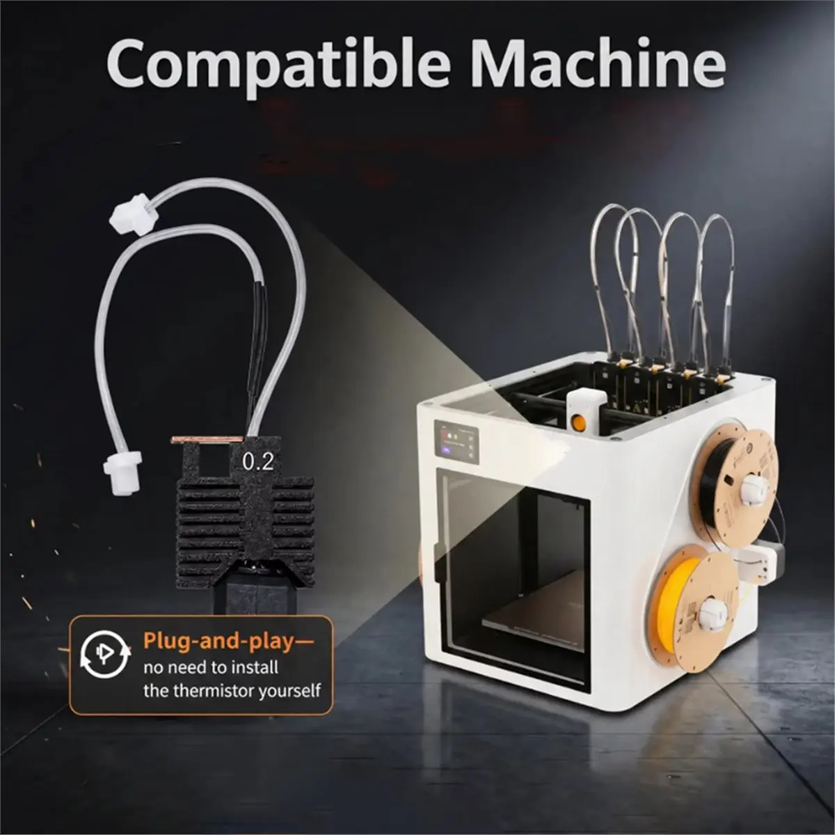 For U1 Full Assembled Hotend Kit Integrated Hardened Steel 0.2mm Nozzle 3D Printer HotEnd Accessories