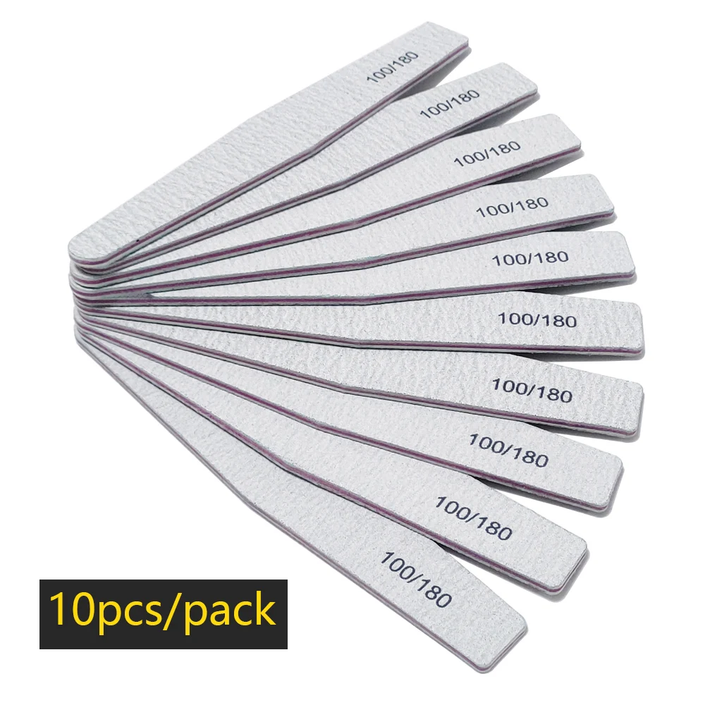 Nagelfeile Puffer 100/180 Körnung Halbmond Nagelfeilen Doppelseitiges Schleifpapier Nagelschleifen Schleifen Gel Nagellack Maniküre Werkzeug
