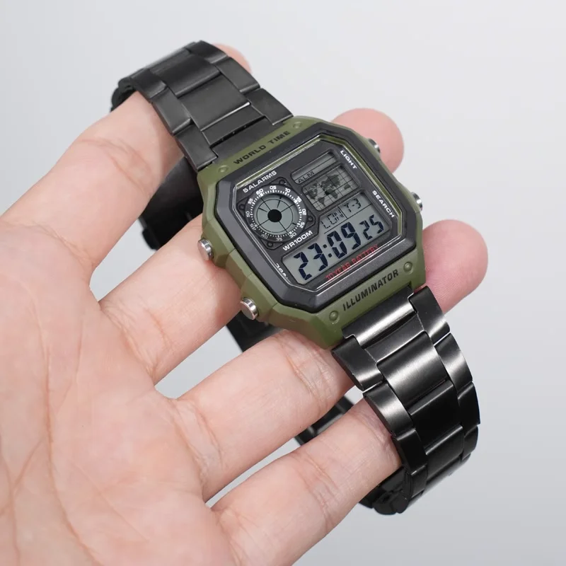 ステンレス鋼時計バンドカシオ WS-1600 WS-1700 WS-1400H WS-1300 WS-1500 男性固体金属ストラップブレスレット 18 ミリメートルアクセサリー