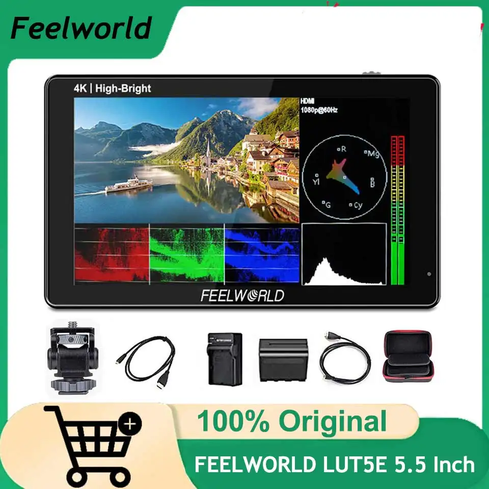 

FEELWORLD LUT5E 5.5 Inch High Bright 1600nit Touch Screen DSLR Camera Field Monitor Light Sensor HDR 3DLUT 1920X1080 IPS Panel