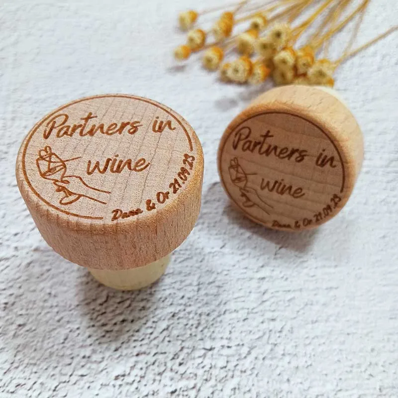 Personalized 10/50/100pcs Wine Cork Stoppers Wedding FavorsThank You Gifts For Guest Engraved Wooden Bottle Cork Stopper