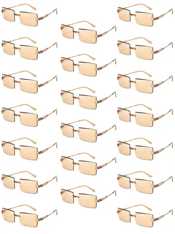 20 Pcs Per Set Rimless Rectangle Sunglasses Fashion Gradient Ocean Lenses Shades Ins Trendy Beach Vacation Sun Glasses