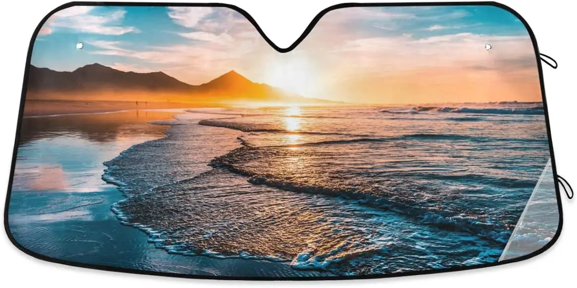 

Qilmy Car Windshield Sunshade Automotive Sun Visor Protector Foldable for SUV Truck Front Window, Seacoast Seascape Sunset