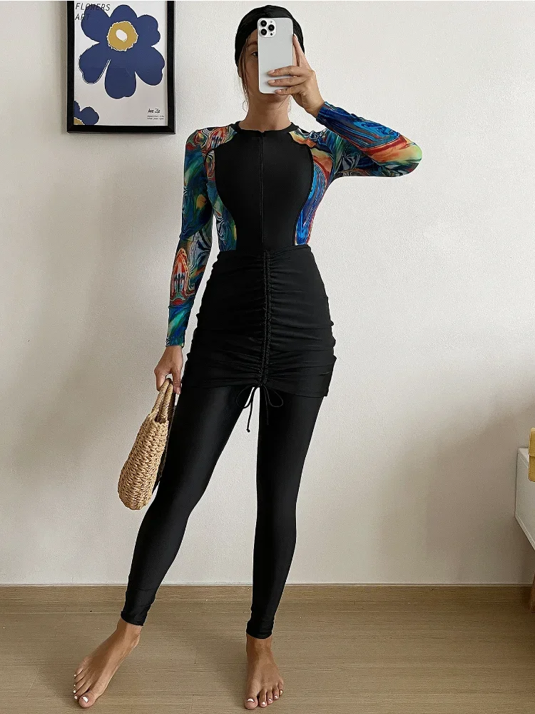 New Burkini Muslim Swimwear 3 Pcs Swimsuit Skirt Woman Burkini Modest Swimsuit for Religious Girls Long Burkini Women Dreeses