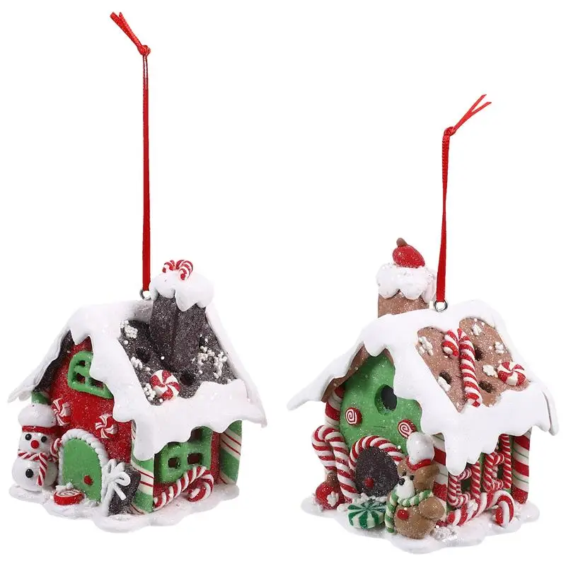 

2pcs Christmas Gingerbread House Cake Decoration Glowing Candy House Christmas Candy House Lighted Gingerbread House Tabletop