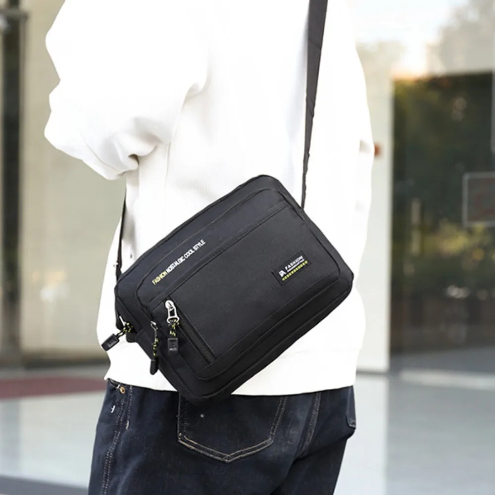 

Мужская сумка через плечо с несколькими карманами, водонепроницаемая мужская деловая сумка большой вместимости, рабочая дорожная парусиновая сумка через плечо для мужчин
