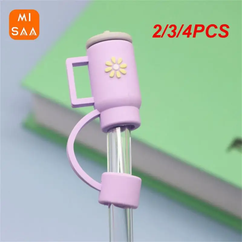 2/3/4PCS Cute Simple Soft Rubber Straight Pipe 7-8mm Straw Suitable For Use Kitchen Animal Fashion Dust