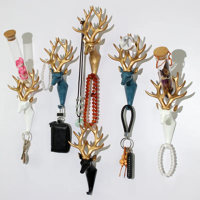 Deer Head Coat Hook, Adhesive Hanger, Animal Pattern, Decorative Wall Antler, Key Rack, Home Decoration, 1Pc