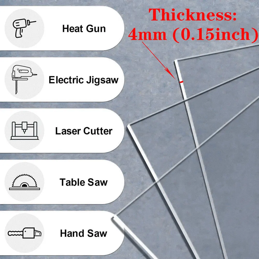 1/3/5 Pcs Acrylic Sheet Clear Cast for LED Light Base Transparent Panel Board with Protective Film Table DIY Display Projects