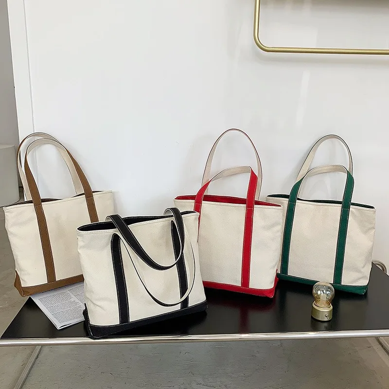 

2025 New Women's Canvas Handbag Casual Large Capacity Shoulder Bag Lightweight Foldable Women's Shopping Bag