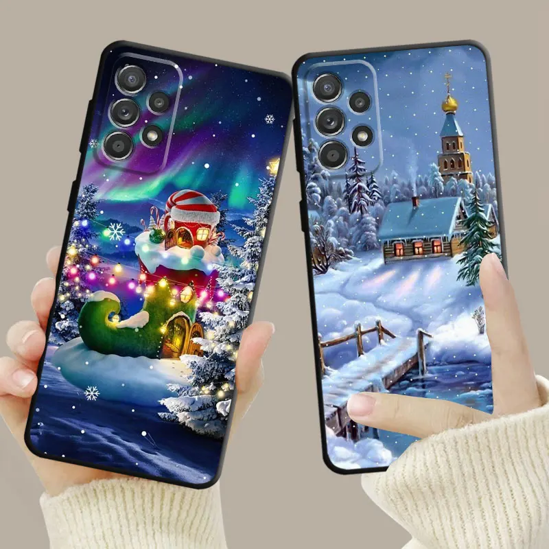 Merry Christmas Snow House Tree Phone Case For Samsung Galaxy A52 A12 A34 A54 A73 A53 A71 A51 A31 A33 A22 A21s A13 A32 A72 A23