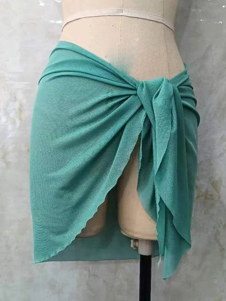 Jupe portefeuille de plage pour femmes, Cover-Up pour maillot de bain, maille transparente, châle de plage, nouvelle mode vacances, un morceau de tissu, été 2025, nouvelle collection
