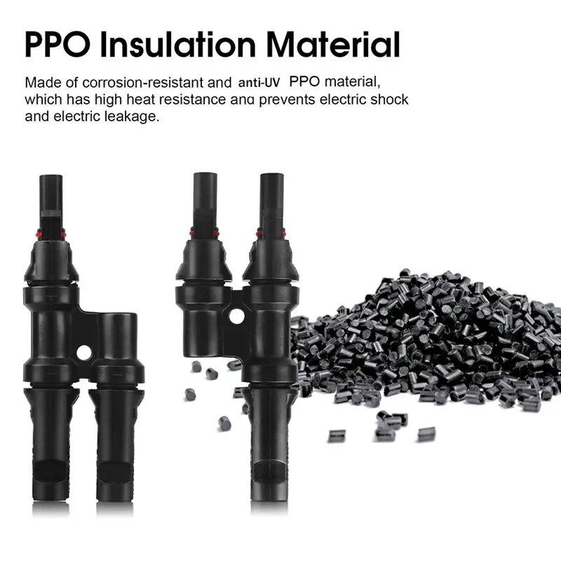 B63B-1Set Branch Y Connector In Pair MMF+FFM Black Y Connector For Parallel Connection Between Solar Panels, 1 Brunch