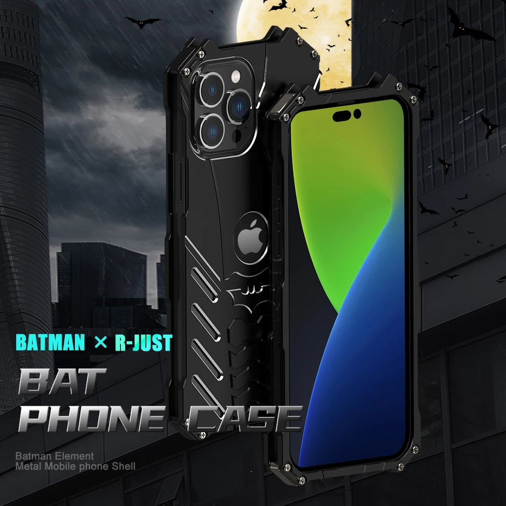 Original R-JUST Metal Aluminum Case For iphone 16 15 14 Plus 13 12 11 Pro XS Max CoverTough Alloy Armor Shockproof Skin Funda