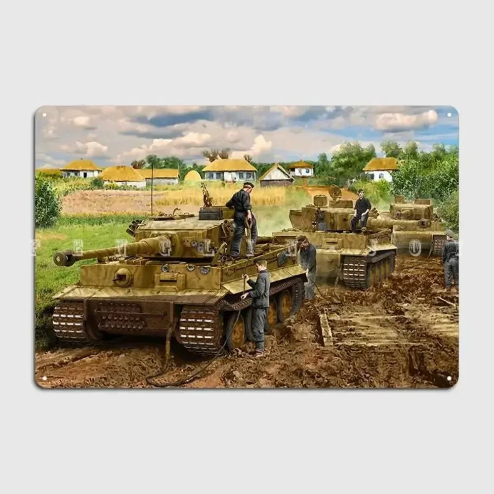 Tiger Tank Metal Tin Sign, World War Ii Vintage Retro Metal Poster Wall Art Decoration, Suitable for Bar Garage