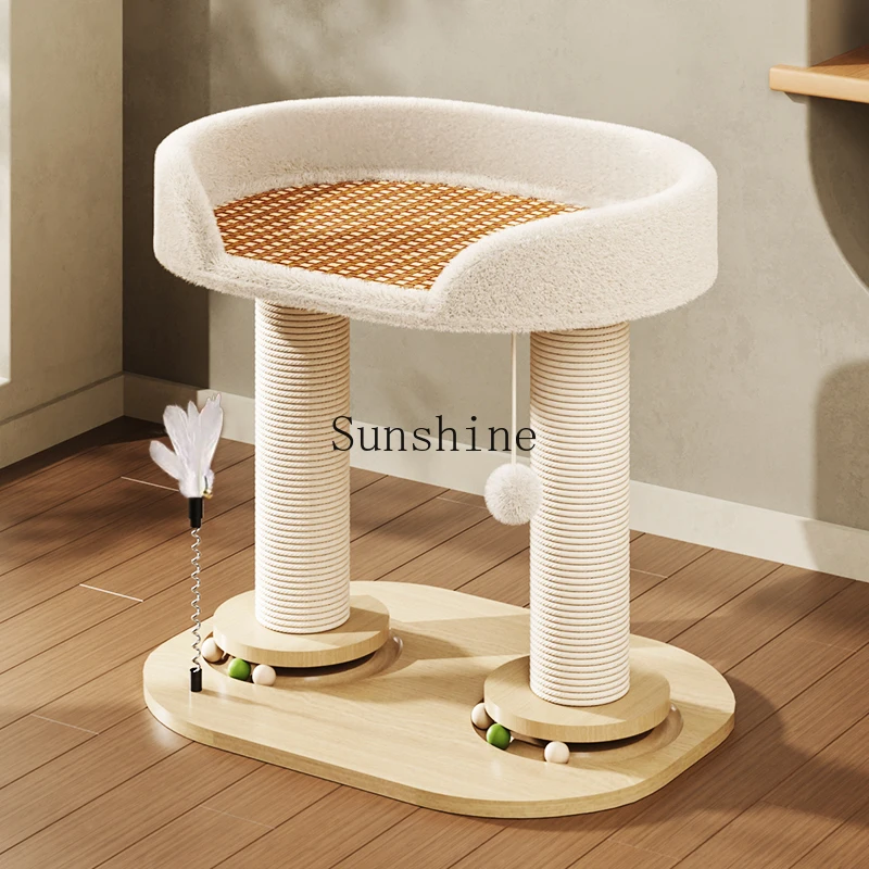 Cat nest integrated solid wood sisal all seasons universal small does not occupy an area toy turntable