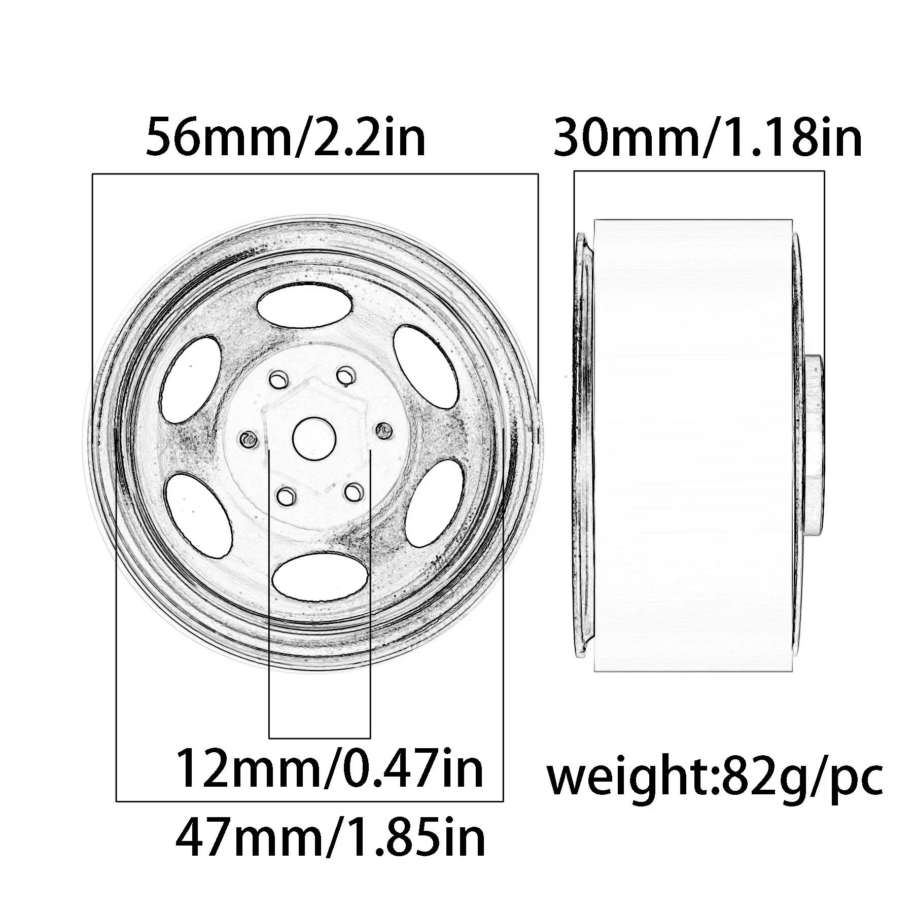 4 قطع إطارات عجلات معدنية Beadlock 1.9 مع إزاحة سلبية لزاحف RC 1/10 - متوافقة مع محوري SCX10 TRX4 D90 والمزيد
