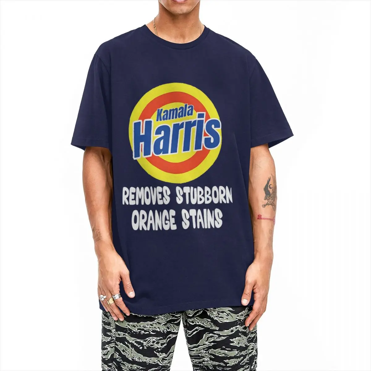 Men Women's Kamala Harris Removes Stubborn Orange Stains T Shirts Cotton Clothes Short Sleeve Round Collar Tees Big Size T-Shirt