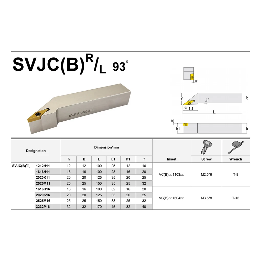 SVJBR SVJBL SVJCR SVJCL 1212 1616 2020 2525 H11 K11 M11 H16 K16 M16 utensile per tornitura esterna VBMT VCMT inserto portautensili per tornio cnc