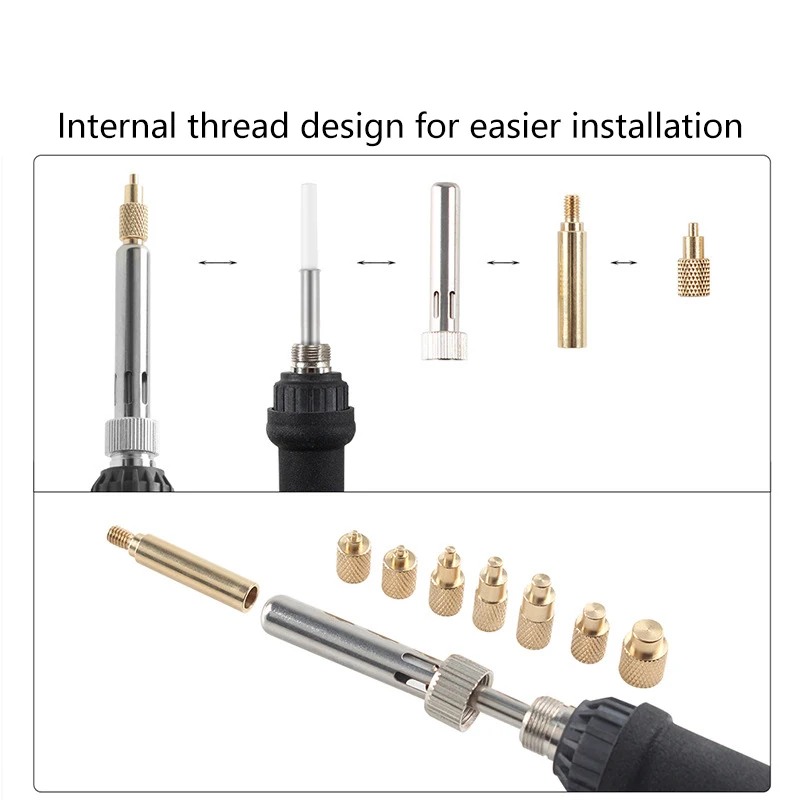 Heat Insert Nut Iron Tip TS100 Soldering Iron Tip Insert Internal Thread Head M2-M8 Brass Hot Melt Insert Nut Insertion Kit