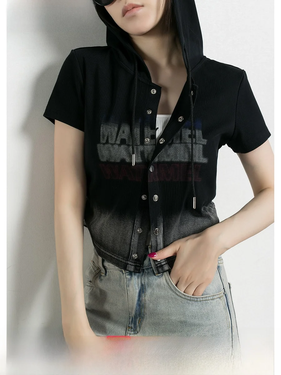 

Модный тонкий кардиган с цветочным принтом и американским буквенным принтом, женский, весенне-летний, укороченный, свободного кроя, в уличном стиле