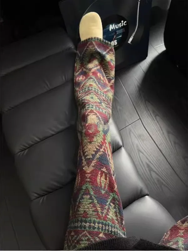 

Retro American Knitted Woolen Casual Pants Straight Leg Trousers for Men And Women Autumn Winter Ethnic Sle Micro Flared Fl...