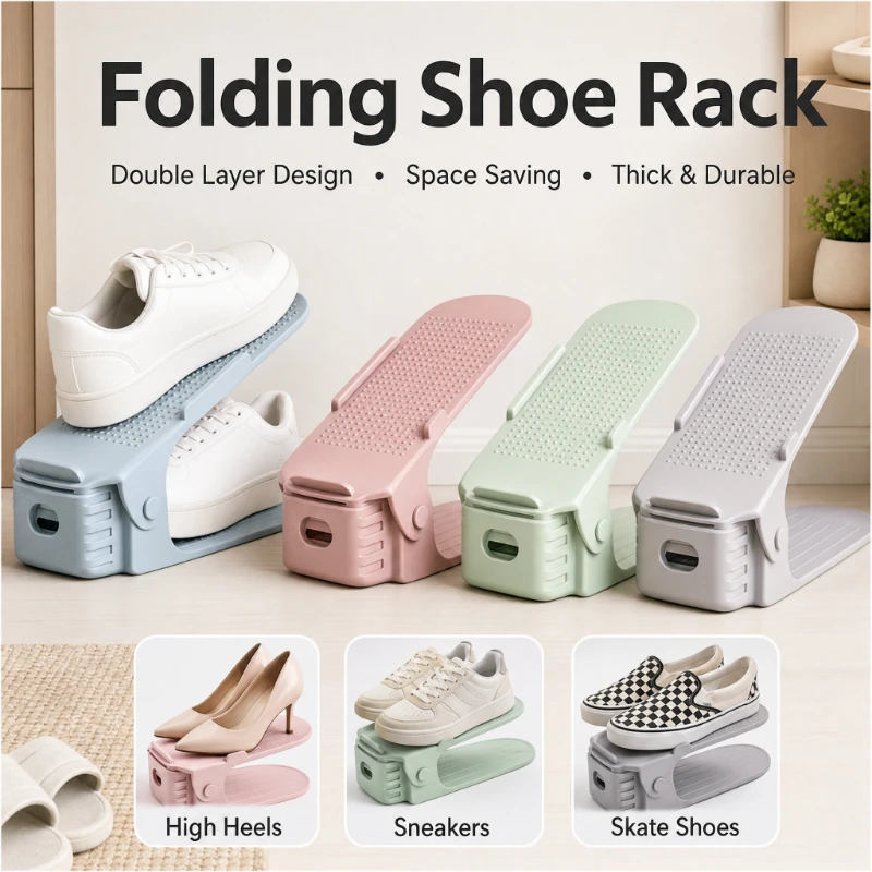 5pcs Shoe Stacker Adjustable Shoe Slots Organizer Shoes Slots Space Saver Double Deck Rack Holder For Closet Organization Hot