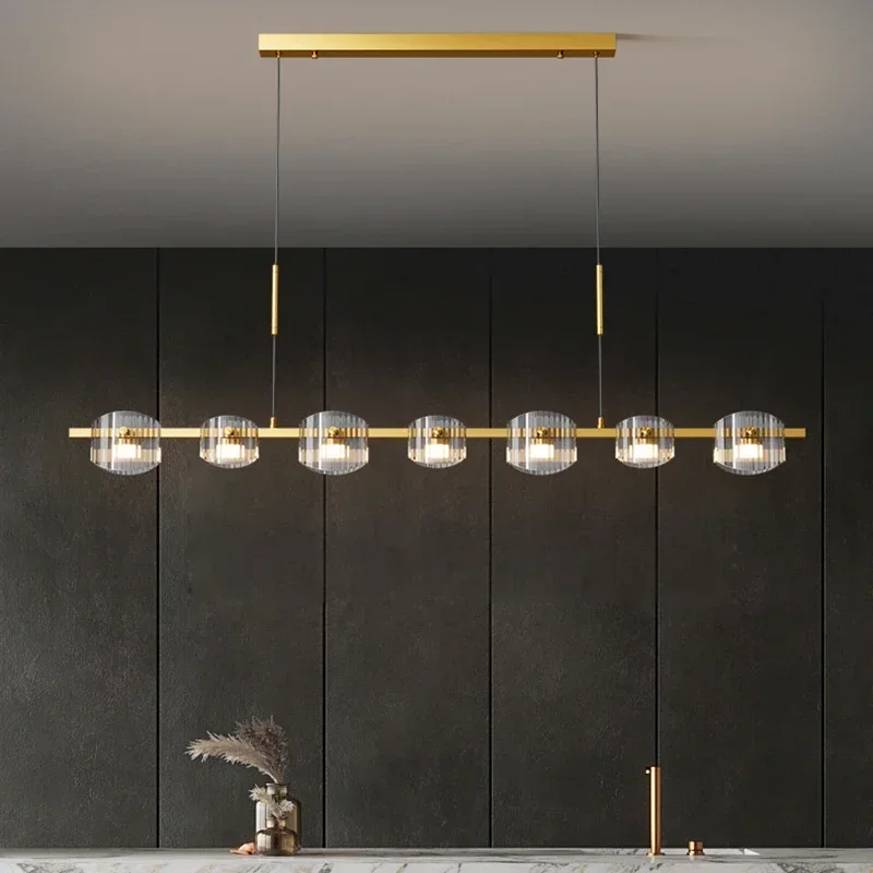 Lampadario Ristorante Minimalista Italiano Moderno Designer Minimalista Nordico tubo Rame High-end Creativo Bar Lungo Luce LED