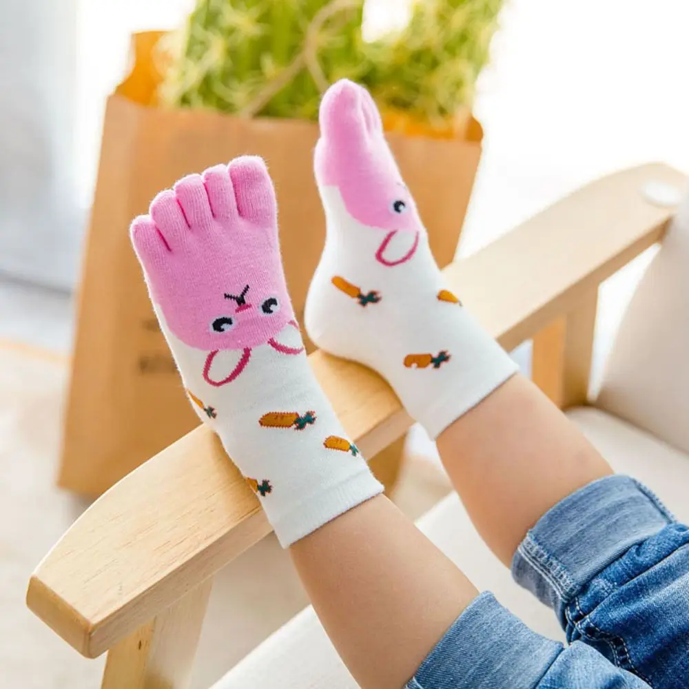 

Breathable Cartoon Korean Style Sports Kids Hosiery Animal Autumn Toe Socks Cotton Socks Five Finger Socks Children Short Socks