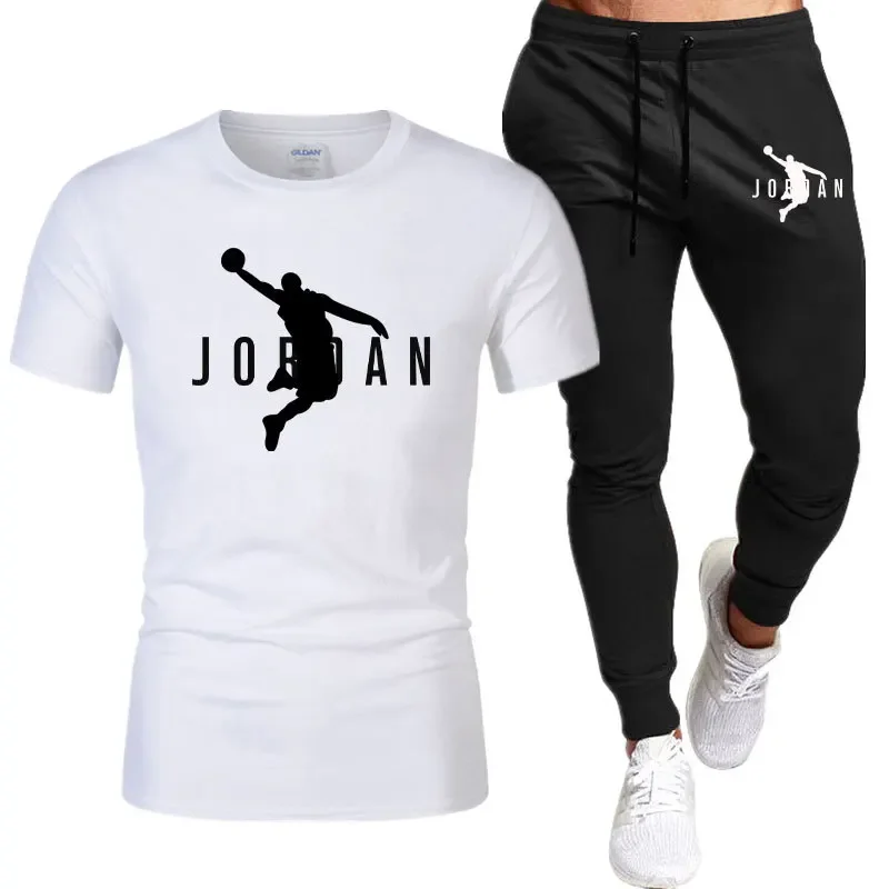 

2025 new sports suit suitable for European and American men, sports and summer leisure, comfortable solid color shirt, short-sle